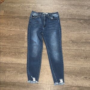 KanCan Dark Blue Distressed Ankle Jeans